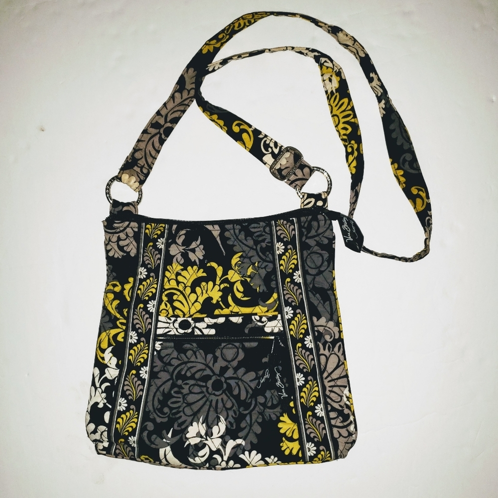 Vera Bradley Damask Crossbody Purse Black Yellow